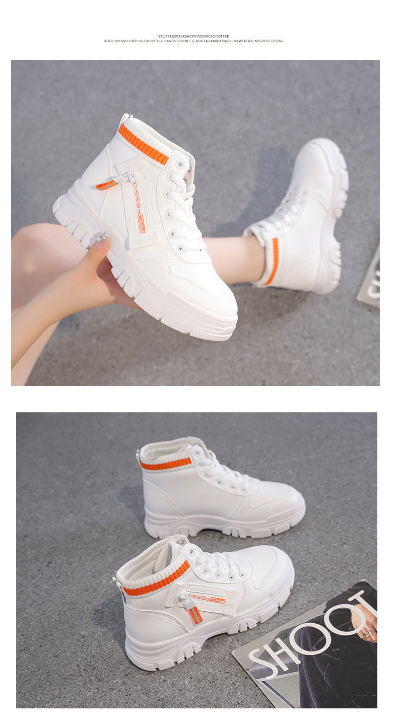 High-Top White Sneakers for Women 2026 Autumn Trendy Shoes Student Korean Style Versatile New Sneakers Sports Shoes Women's Shoes Qr522