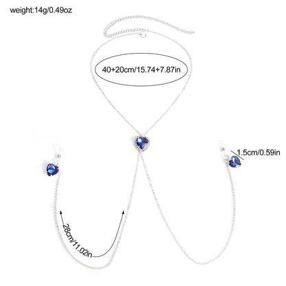 Cross-Border New Heart Crystal Pendant Nipple Chain Chest Chain European and American Sexy Nipple Clamp Body Chain Female Body Chain