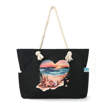 Feihong Cross-Border Large-Capacity Beach Bag Women's Bag Armpit Shoulder Bag Simple and Versatile Casual Storage Canvas Bag