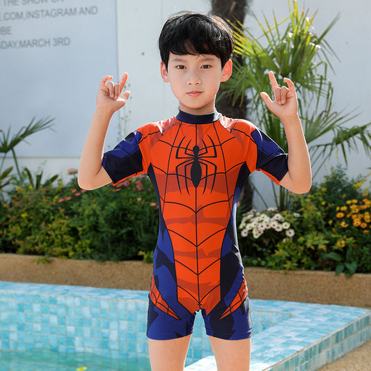 Children's Swimsuit Boys Siaman Spider-Man Long Sleeve Small Medium and Large Children's Baby Sunscreen Quick-drying Equipment Hot Spring Wholesale
