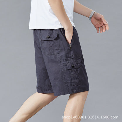 Zoruo childe summer dad summer shorts men's five-length pants cotton pants loose overalls big pants