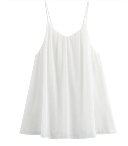 Women's Explosions Shaggy Pleated Hem Sexy Backless V-neck Sleeveless Sling dress