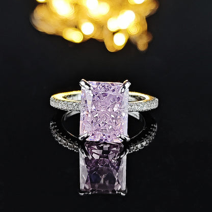 Amazon European and American Cross-border Ice Flower Cut Light Luxury Niche High-end Design Ring for Women Super Flash r7233
