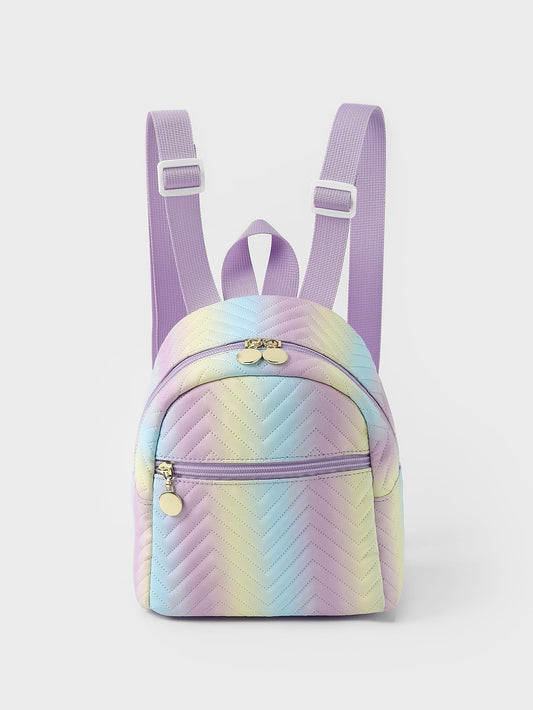Foreign Trade Cross-border Hot-selling Backpack Women's Rainbow Multicolor PU Quilted Mini Backpack Fashion Casual High-end Sense Schoolbag