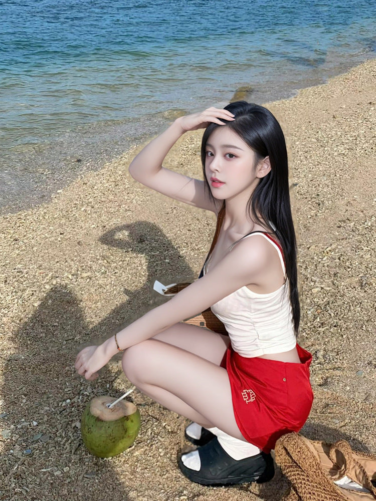 Women's Swimsuit 2025 Popular High-End One-Piece Bikini, Beautiful Little Person's Atmosphere, Pure Desire Split Conservative