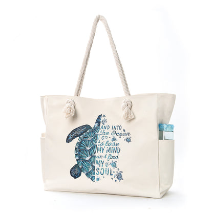 Feihong Cross-Border Large-Capacity Beach Bag Women's Bag Armpit Shoulder Bag Simple and Versatile Casual Storage Canvas Bag