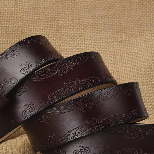 Cross-border European and American Women's Retro Belt Embossed Pattern Pin Buckle Belt Women's Ins Style All-match Simple Casual Pants Belt