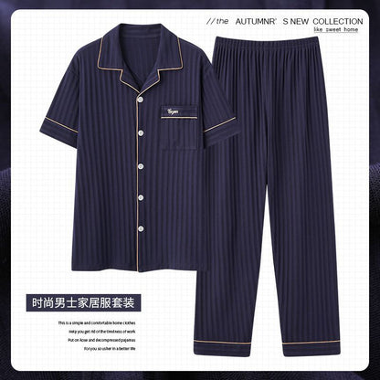 Zhuojia plus size Pajamas Men's Summer Plus Weight Increase Short-sleeved Pants Loose Cardigan Home Wear Men's 220kg