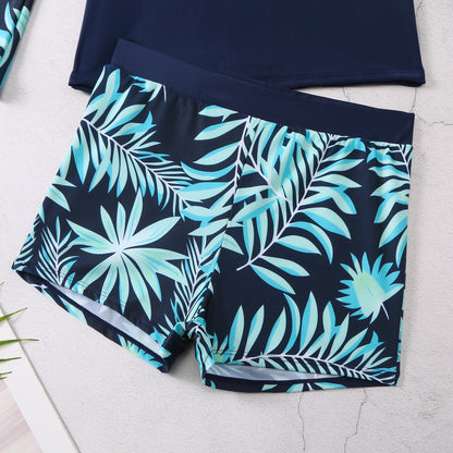 2025 New European and American Foreign Trade Cross-border Swimsuit Women's Long-sleeved Digital Printing Conservative Women's Split Bikini Swimsuit