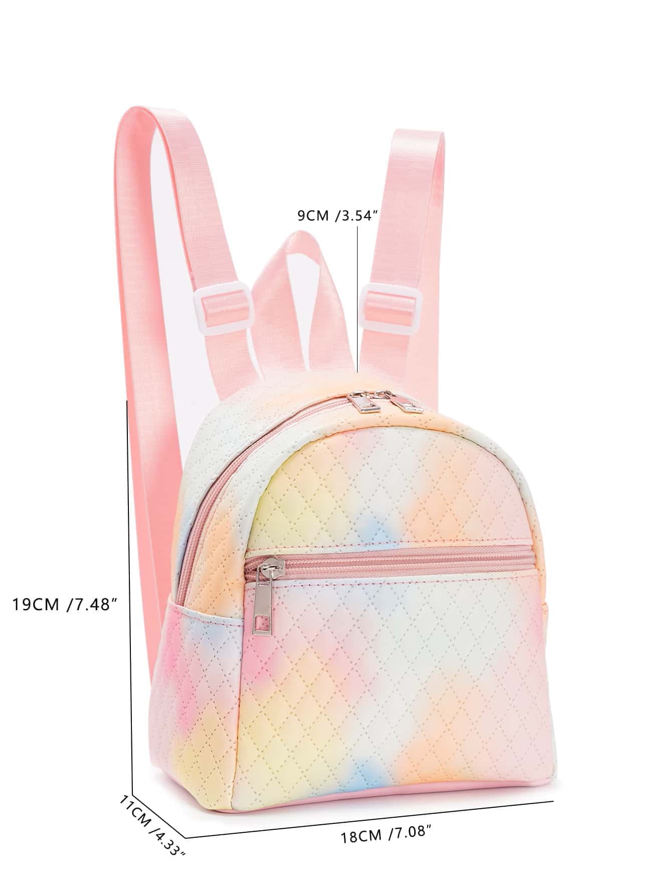 Foreign Trade Cross-border Hot-selling Backpack Women's Rainbow Multicolor PU Quilted Mini Backpack Fashion Casual High-end Sense Schoolbag
