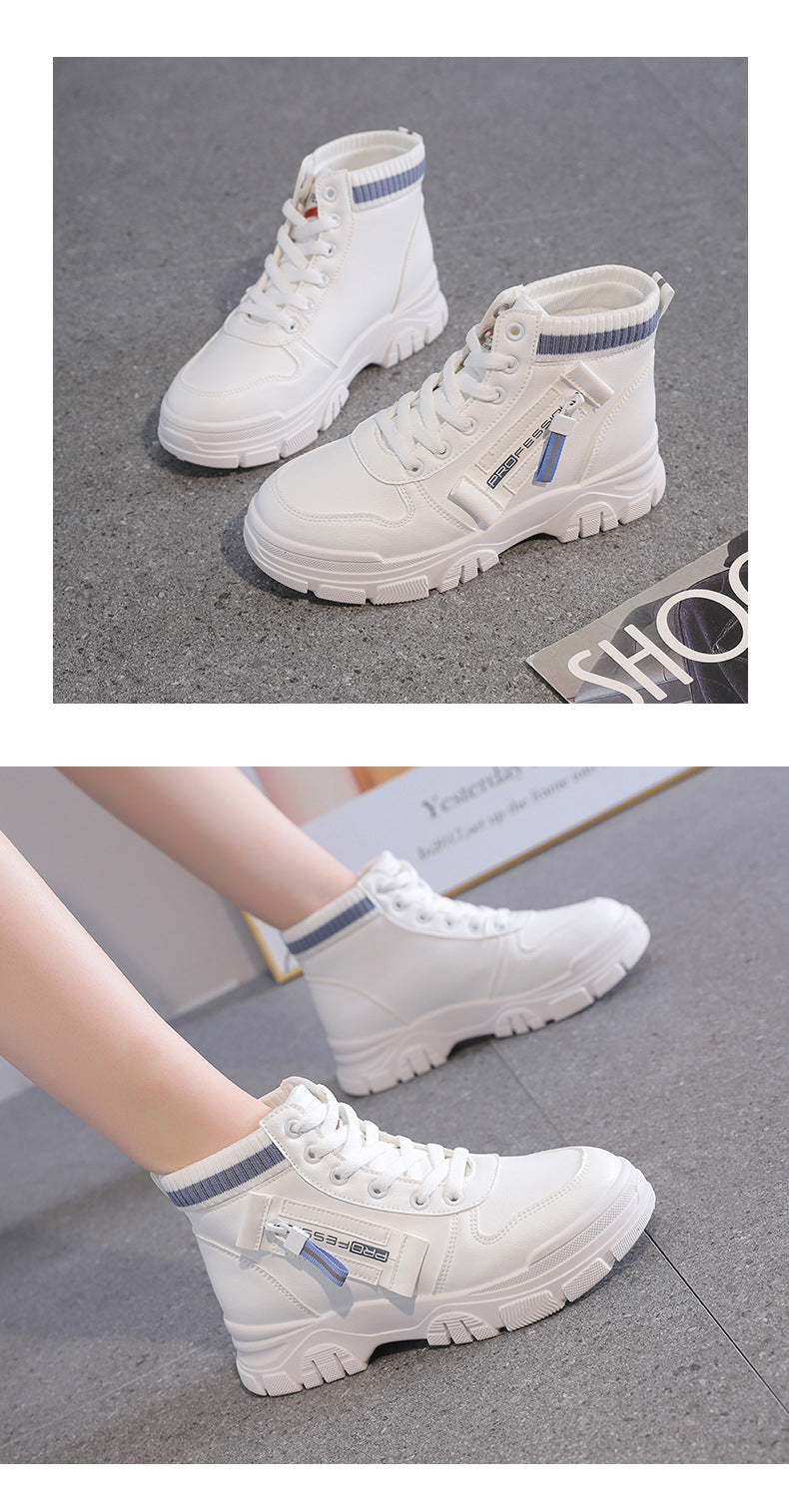 High-Top White Sneakers for Women 2026 Autumn Trendy Shoes Student Korean Style Versatile New Sneakers Sports Shoes Women's Shoes Qr522