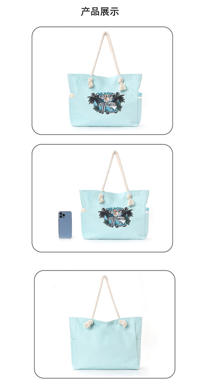 Feihong Cross-Border Large-Capacity Beach Bag Women's Bag Armpit Shoulder Bag Simple and Versatile Casual Storage Canvas Bag