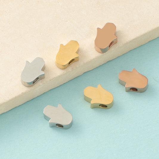 in stock Stainless Steel Mirror Hamsa Hand Small Hole Bead Accessories DIY Palm 1.8mm Aperture 6*8mm
