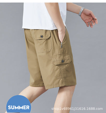 Zoruo childe summer dad summer shorts men's five-length pants cotton pants loose overalls big pants