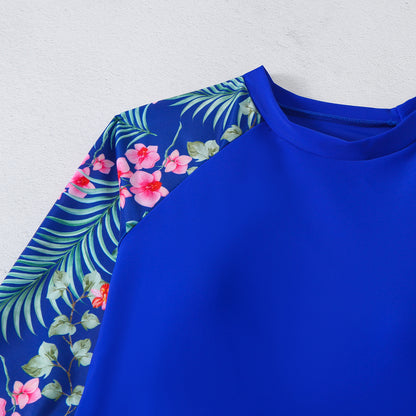 2025 New European and American Foreign Trade Cross-border Swimsuit Women's Long-sleeved Digital Printing Conservative Women's Split Bikini Swimsuit
