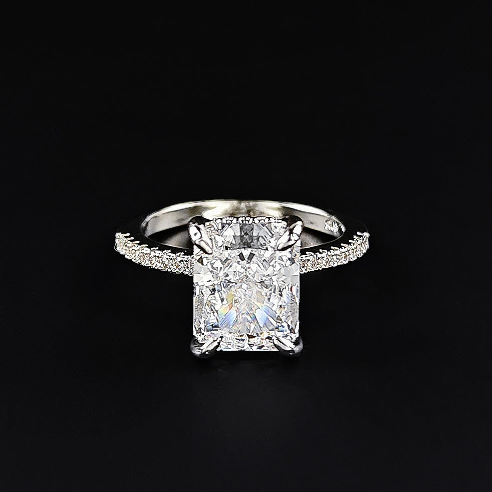 Amazon European and American Cross-border Ice Flower Cut Light Luxury Niche High-end Design Ring for Women Super Flash r7233