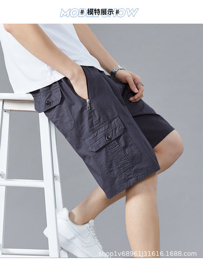 Zoruo childe summer dad summer shorts men's five-length pants cotton pants loose overalls big pants