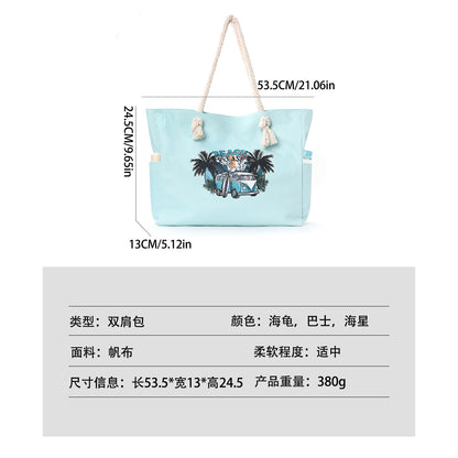 Feihong Cross-Border Large-Capacity Beach Bag Women's Bag Armpit Shoulder Bag Simple and Versatile Casual Storage Canvas Bag