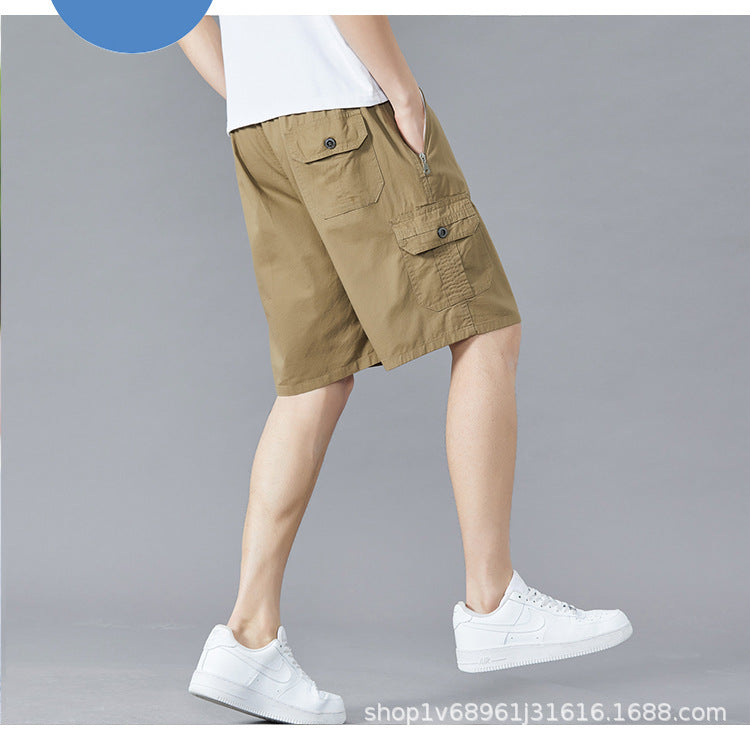 Zoruo childe summer dad summer shorts men's five-length pants cotton pants loose overalls big pants