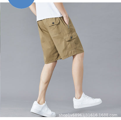 Zoruo childe summer dad summer shorts men's five-length pants cotton pants loose overalls big pants