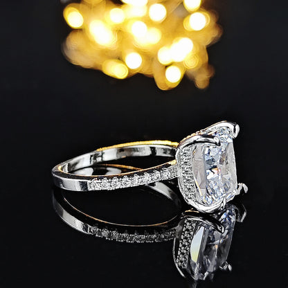 Amazon European and American Cross-border Ice Flower Cut Light Luxury Niche High-end Design Ring for Women Super Flash r7233