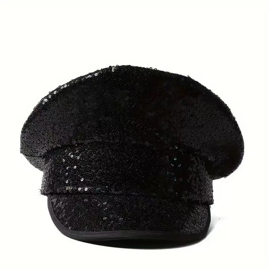 Cross-Border Rhinestone-Embellished Navy Hat, Punk Style Beret, Y2K Sun Protection Hat, Women's Large Brim Sunshade Baseball Cap