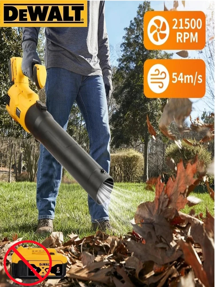DeWalt industrial-grade high-power handheld blower, equipped with a powerful turbo fan and lithium battery.