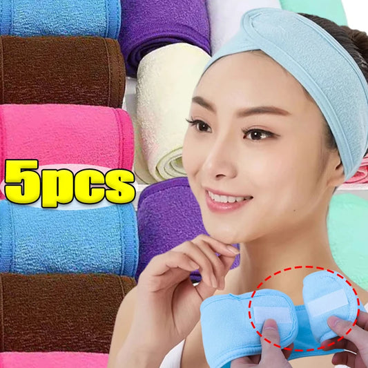 Fashion Women Wide Hairband Adjustable Makeup Wash Face Toweling Hair Wrap Headbands Face Washing Yoga Hair Make Up Accessories