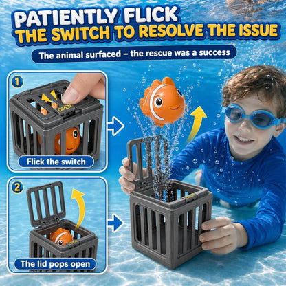 Children's Swimming Pool Diving Toys, Swimming Toys with Fish Box, Floating Animals Suitable for Children Over 3 Years Old