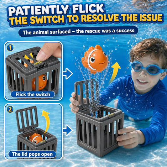Children's Swimming Pool Diving Toys, Swimming Toys with Fish Box, Floating Animals Suitable for Children Over 3 Years Old
