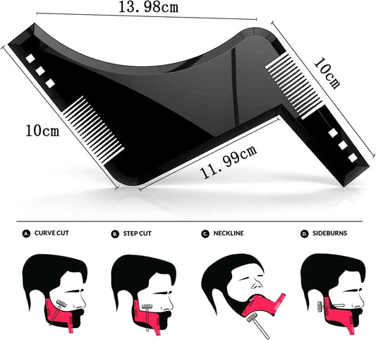 Beard Comb Sideburns Styling Comb Ribbon Brush Trimming Template Beard Styling Comb Makeup Comb Use With Beard Trimmer Or Razor