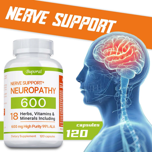 Neuropathy Support Supplement 600mg - Reduces Stress, Promotes Nerve Health and Brain Function, Cellular Energy, Non-GMO
