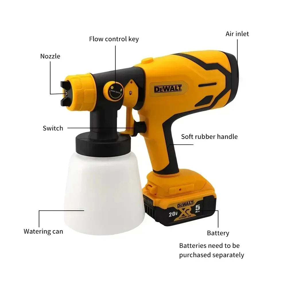 DEWALT 800ML Electric Spray Gun - Cordless, for a uniform coat on walls, cabinets, and DIY craft projects!