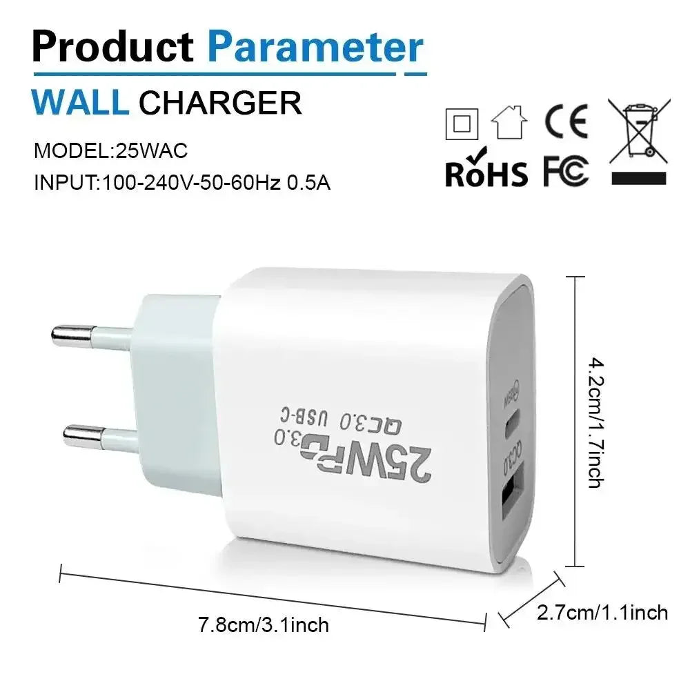 For iPhone Fast Charger 20w+20w Wall Type C Charging Cable Mobile Phone Compatible For IPhone 14 13 12 11 Pro Max XR XS X 7 8