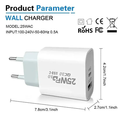 For iPhone Fast Charger 20w+20w Wall Type C Charging Cable Mobile Phone Compatible For IPhone 14 13 12 11 Pro Max XR XS X 7 8