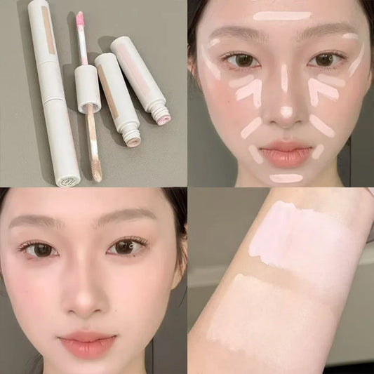 Dual End Concealer Stick Pink Liquid Brightening Contour Pen Correcting Penfor Under Eye & Face Sculpting Full Coverage Makeup