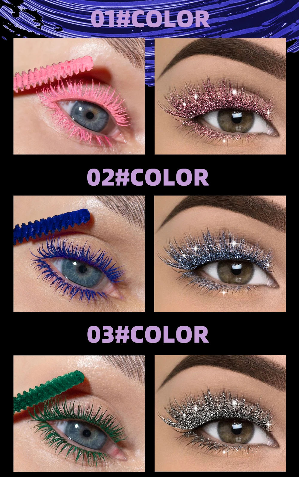 Double Head 2 IN 1 Mascara Silk Fiber Lash Mascara Volume Waterproof Lasting Non-Smudging Thick Thin Curling Mascara Eyes Makeup