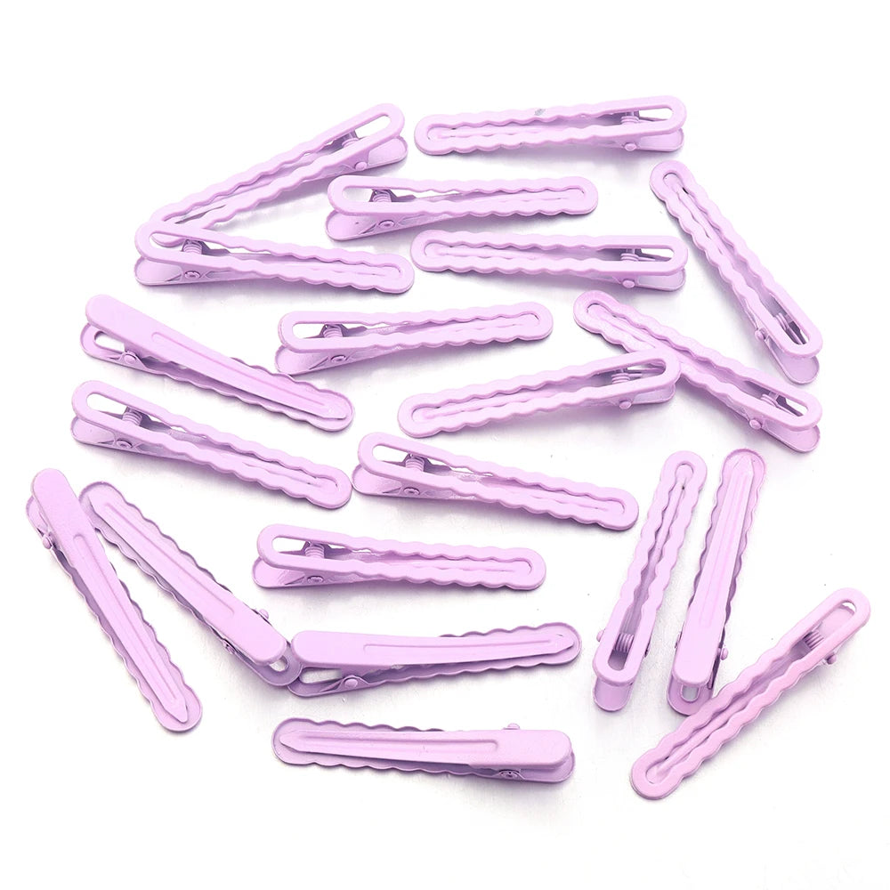 50pcs 6cm Candy Colored Hair Clips Women Girls Metal Hairpins Hollow Bangs Side Clip for Makeup Hair Styling Hairgrip Wholesale