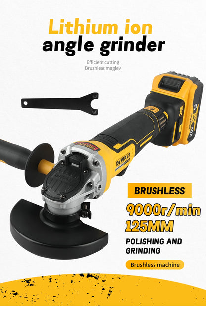 DEWALT 20V Cordless Brushless Angle Grinder,125mm 10000rpm 680W, Safety Lock & Dust Exhaust for Metal Wood Tile Cutting Grinding