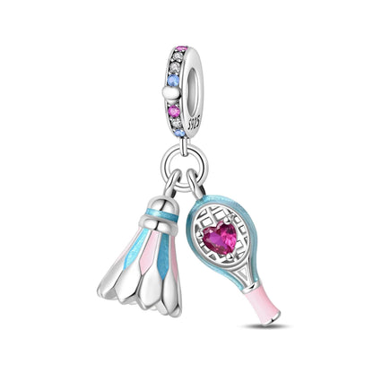 Passionate 925 Silver Dumbbell Badminton Soccer Sport Charms Beads Fit Pandach 925 Original Bracelet DIY Jewelry Graduation Gift