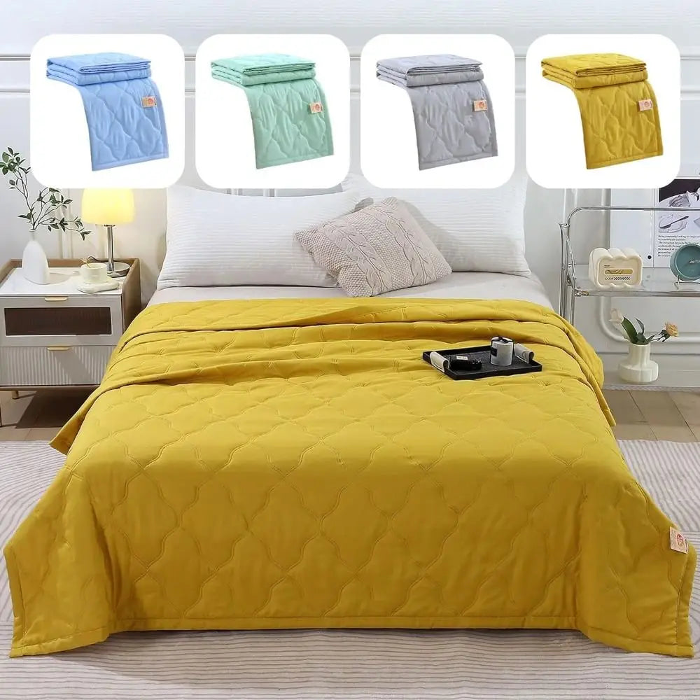Summer Cooler Quilt Conditioning Quilt Double Sided Cold Effect Blanket Cooler Fiber Heat-dissipating Quilt Skin-Friendly Washed