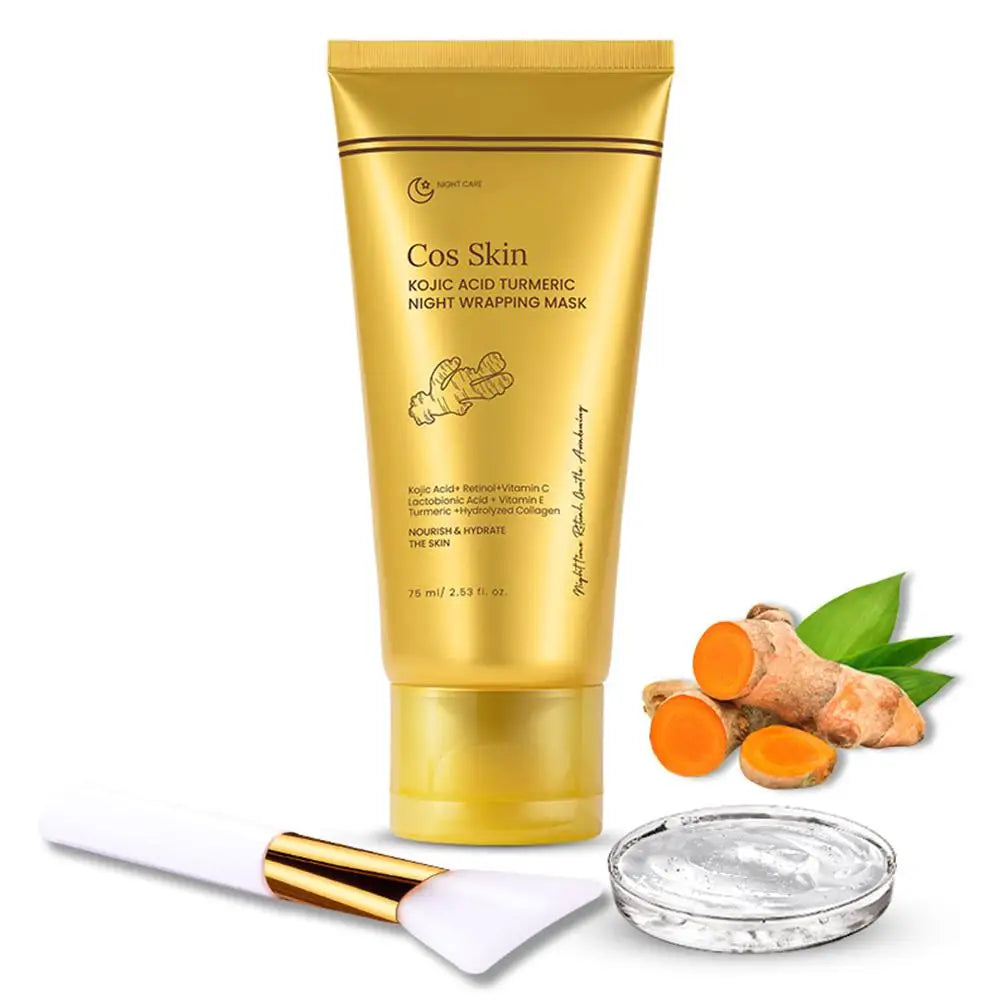 Kojic Acid Turmeric Overnight Wrapping Peel Off Mask Kit Nourish Hydrolyzed Collagen Glowing Skin Refresh Skin Firming Skincare