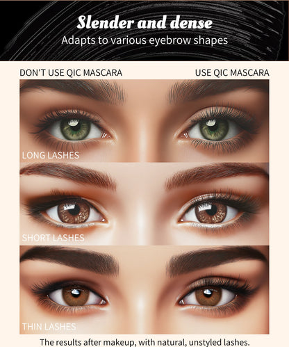 QIC High-heeled Shoes Mascara 3D Fiber Mascara, Long Black Volumizing Eyelash Extension, Waterproof Eye Makeup Tool