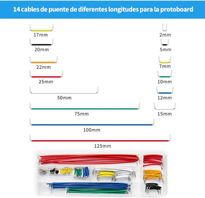 Electronics Component Fun Kit w/Power Supply Module, Jumper Wire, 830 tie-Points Breadboard, Precision Potentiometer,Resistor
