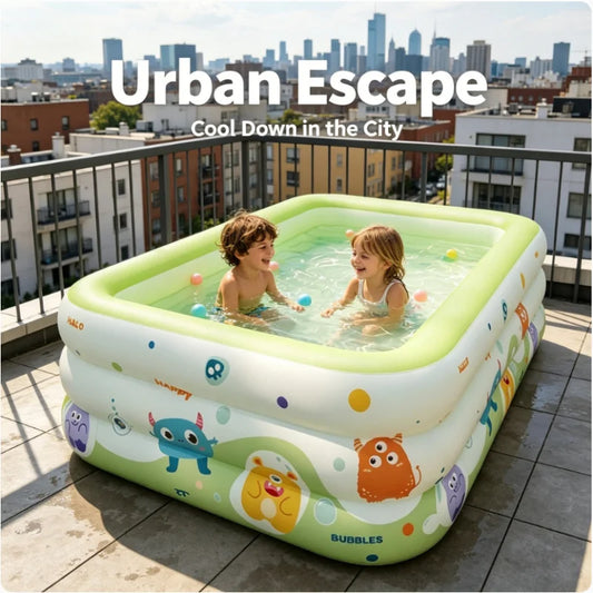 Kids Baby Inflatable Swimming Pool, 3 Layers Thickened 1.5m Large Pool for Indoor Outdoor Household Play
