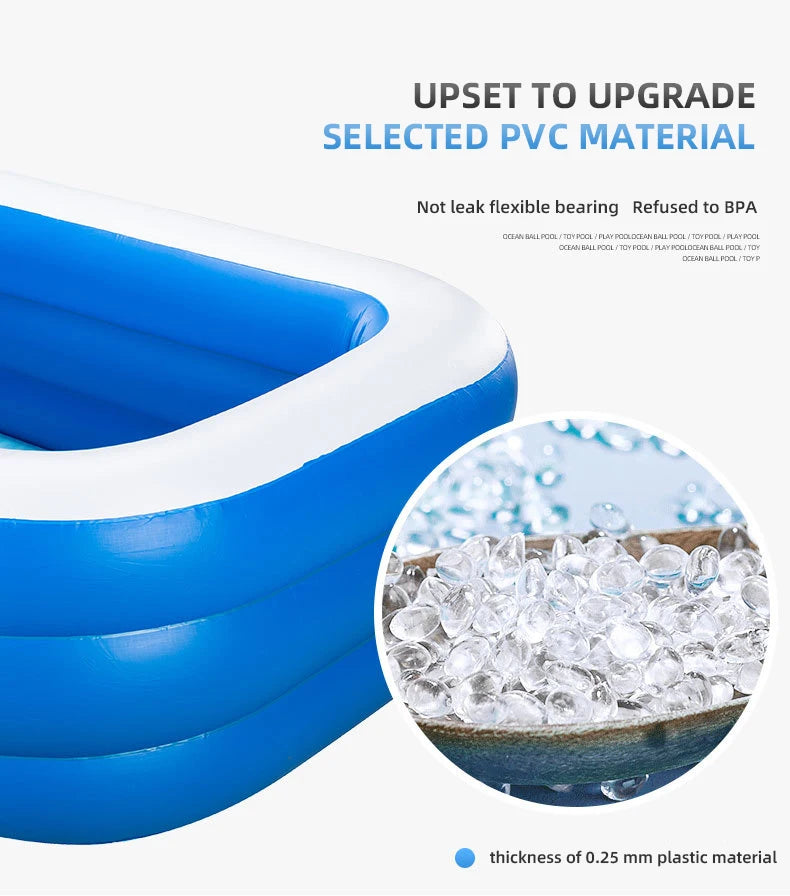 2m/2.6m Large Inflatable Swimming Pool Adults Kids Pools Bathing Tub Outdoor Indoor Bathtub Water Pool Family Party Toys