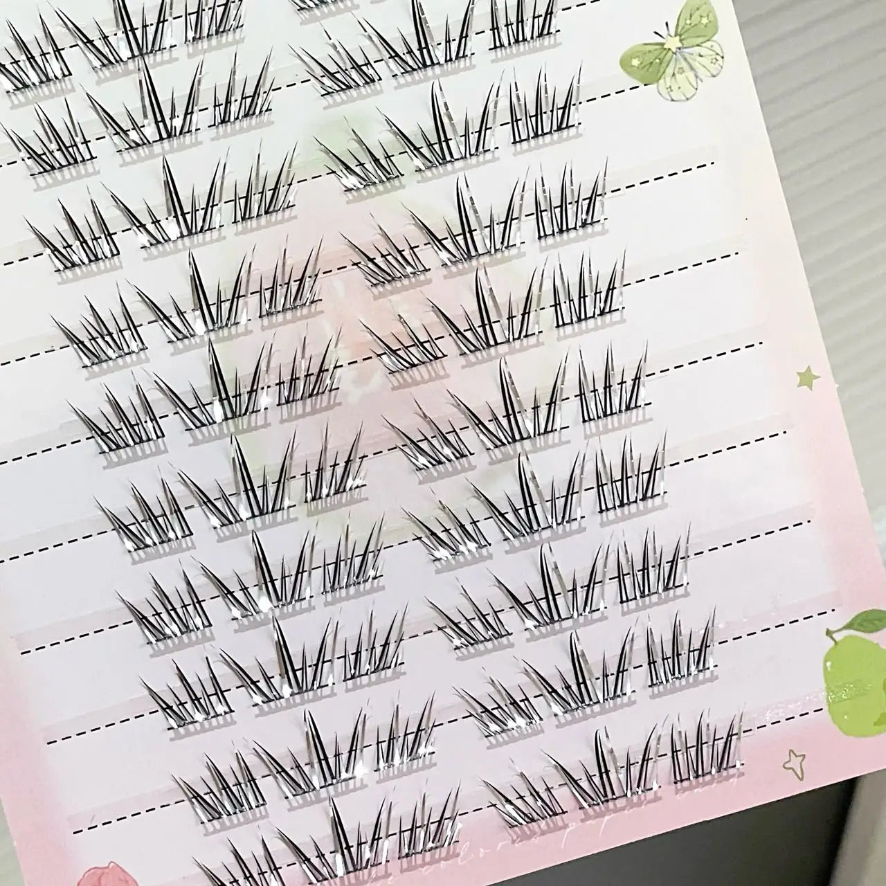 DIY Cluster Punk Silver Black Self-adhesive Glue Free False Eyelashes Segmented Thin Stems Halloween Makeup Girl Lashe Extension