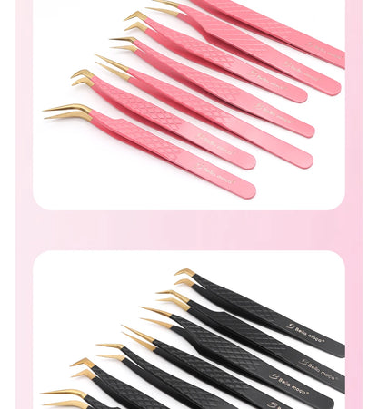Bella moça Lash Tweezers Stainless Steel Eyelash Nail Tools Accurate Tweezers Nippers Pointed Clip Set Makeup Tools