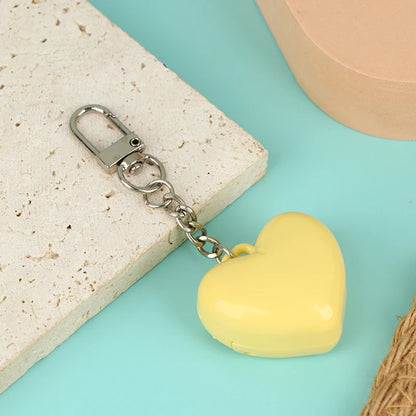 1Pcs Heart Shape Blush Empty Compact with Mirror, Keychain DIY Refillable Powder Case for Makeup
