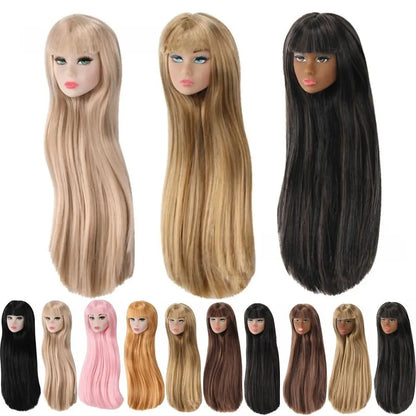 European Face Doll Head Long Hair White Normal Tan Skin Practice Makeup Head Fashion Doll Head for 11.5 Inch BJD Doll Body